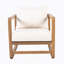Chaise longue d'extérieur, fauteuil club en bois d'acacia, siège surdimensionné avec ensemble de coussins blancs