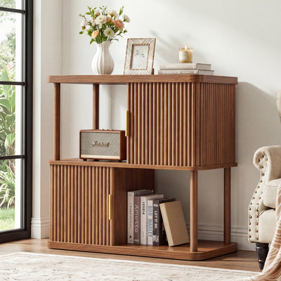 Armoire d'appoint 30,9 po avec tablettes ouvertes, armoire de rangement moderne pour entrée, salon, tourne-disque et rangement pour jouets