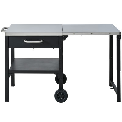 Foldable Outdoor Cart With Wheels And Ample Storage For Backyard Grilling