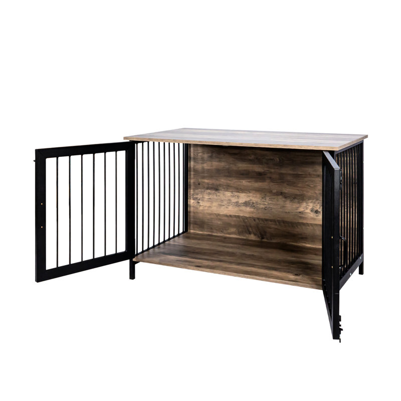 Cage en bois pour chien - chenil d'intérieur élégant pour animaux de compagnie de grande / moyenne taille