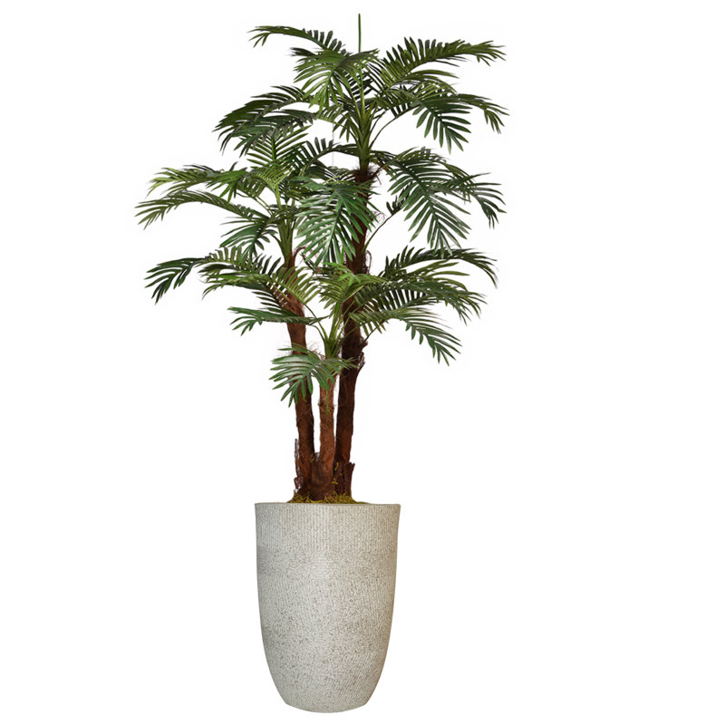 Panama Faux Palm Tree in Fiberstone Planter, 74" H x 25" W x 25" D