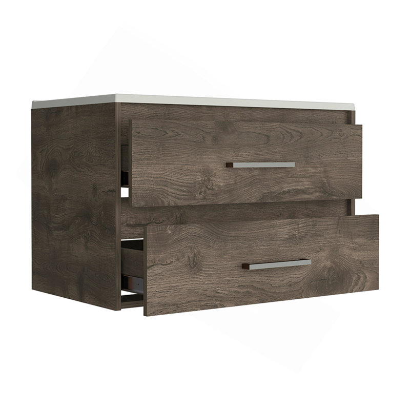 Wall Mounted Bathroom Vanity Alma, Bathroom, Dark Brown / White
