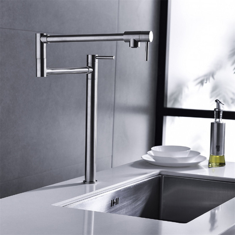 Pot Filler Faucet With Extension Shank, Brushed Nickel