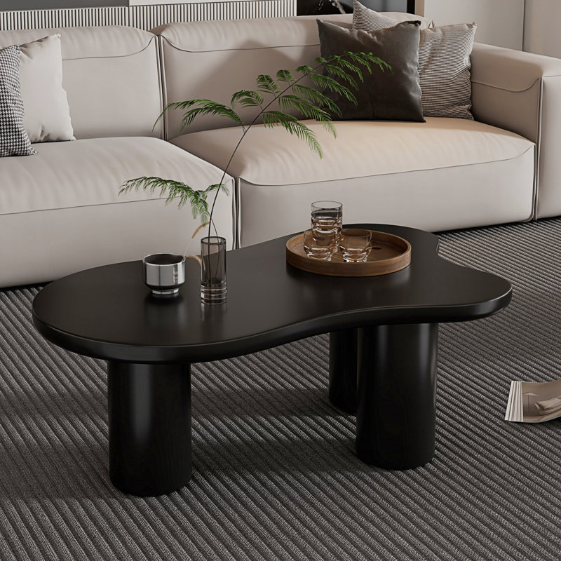 Table basse Cloud, table de bout irrégulière de style crème avec 3 pieds robustes, table basse, Noir