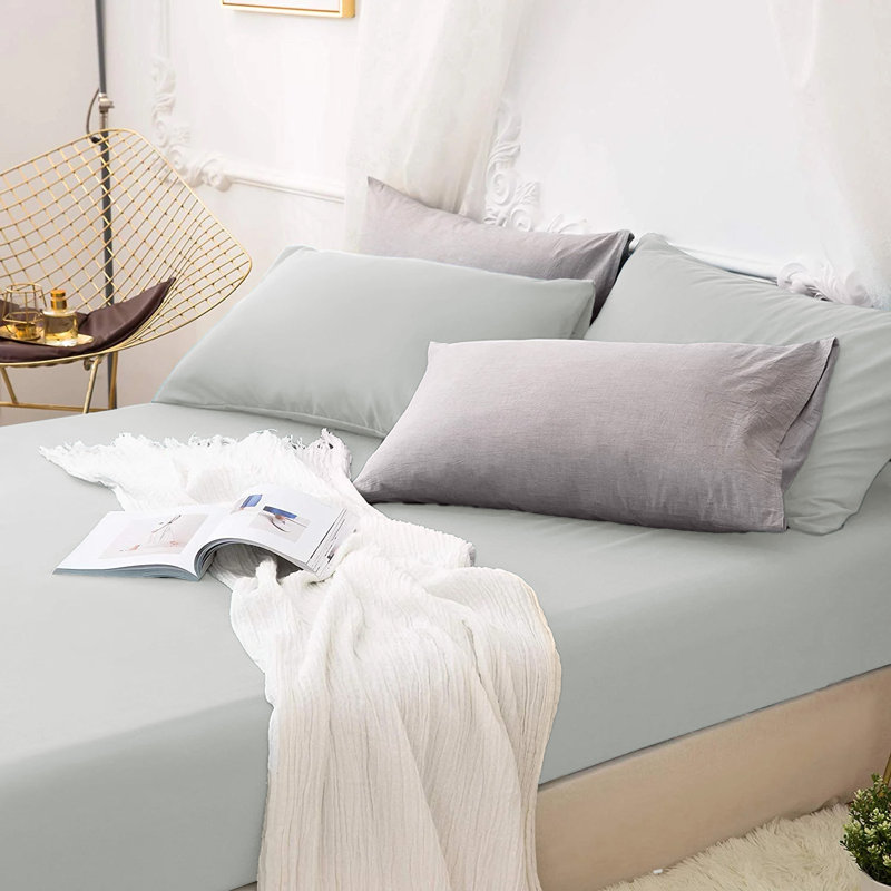 Sherlynn Cotton Blend Jersey Fitted Sheet - Ultrasoft, Perfect Fit, Breathable and Durable, Silver, Single (3')