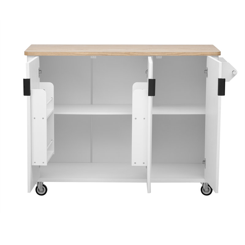51" Fluted Kitchen Island With Drop Leaf