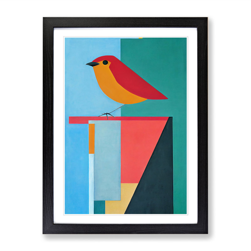 Anneros Robin Bird Abstract Vol.8 1 Piece Wall Art, 64cm H x 46cm W x 2cm D, Oak