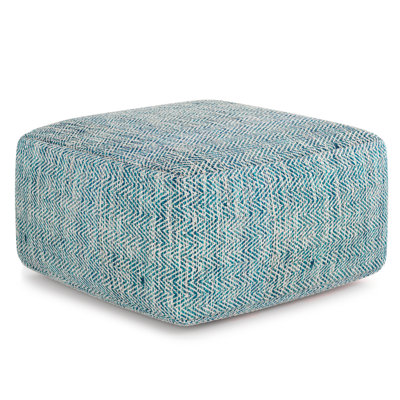 Nate 20"W Cotton Square Pattern Pouf