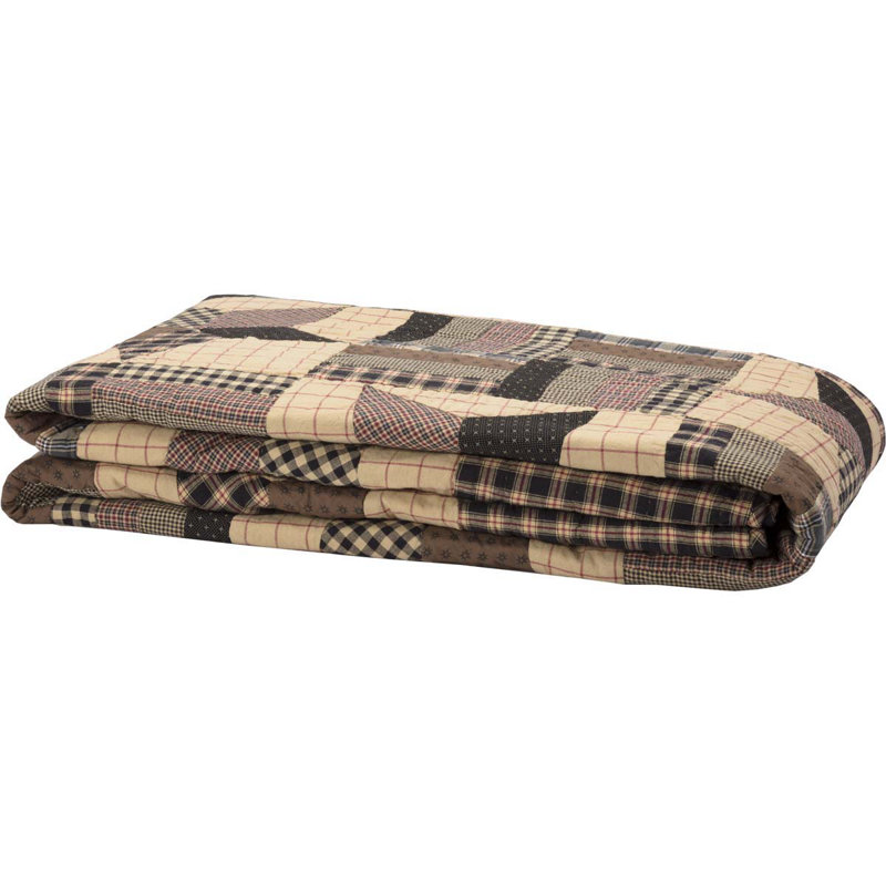 Bingham Star Black and Tan Cotton King Quilt Set