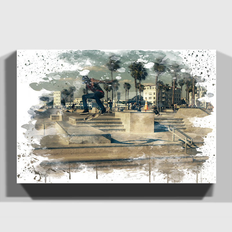Skateboarder Skateboarding Skate Park - Wall Art, 50cm H x 76cm W, Wrapped Canvas