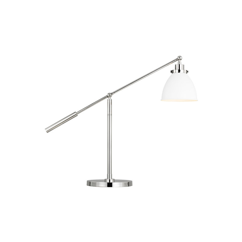 Walter Metal Desk Lamp, Matte White, Polished Nickel
