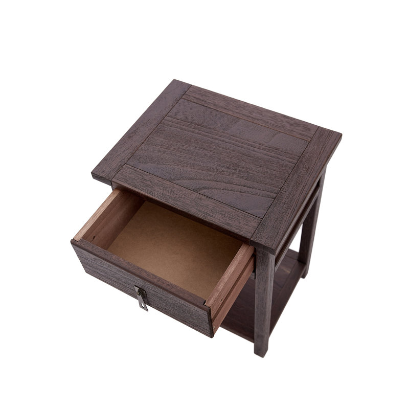 Bastian 40 cm W Bedside Table, Brown