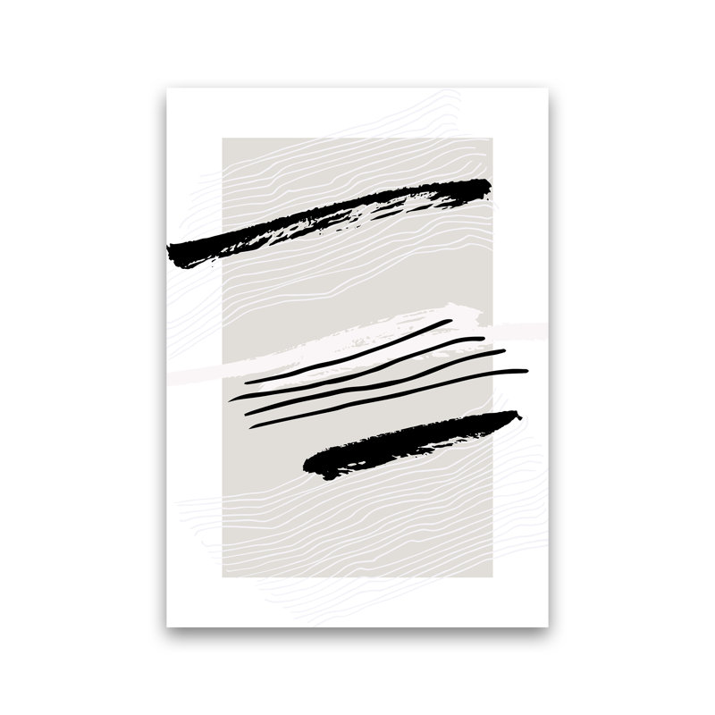 Abstracts Pennellate Linee Grey White Black 2 by Planeta444 - Print, No Framed, 42cm H x 30cm W x 1cm D