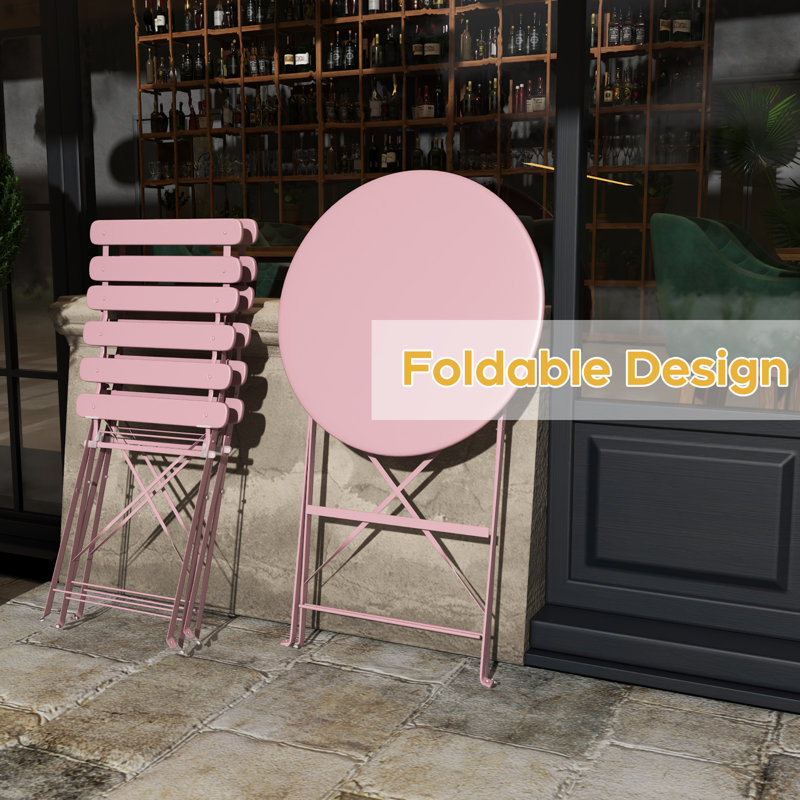 Ensemble de 2 tables bistro et chaises pliantes pliables pour l'extérieur / intérieur avec cadre de qualité supérieure pour balcon, cour