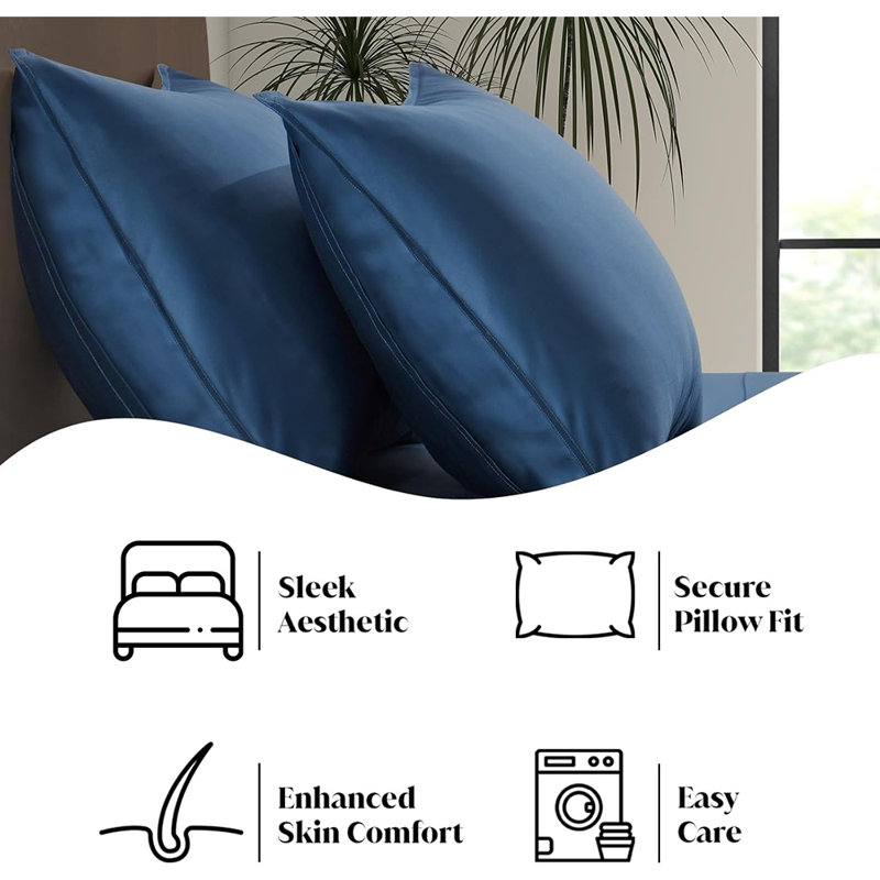 Ensemble de draps pour grand lit | 100% rayonne de bambou | Organiquement cultivé | Ultra doux | Draps rafraîchissants pour les dormeurs chauds | Pochette profonde de 17 po [bleu minuit]