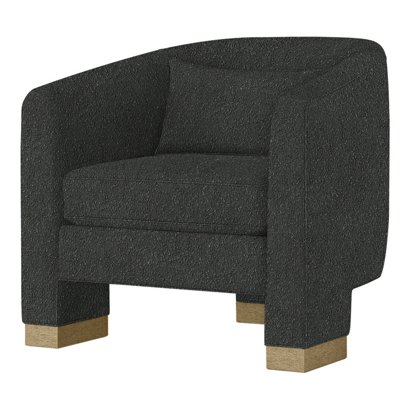 TAU Upholstery Barrel Chair, Dune, Rise Charcoal (Performance fabric) 1357-95