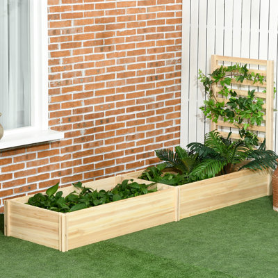 Raised Garden Bed With Trellis, 43 Inch Wooden Container For Outdoor Plants, Veggies, Flowers, Herbs, Straightforward Installation Method, Natural Coloration Procedure, Look