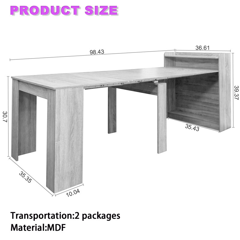 Modern Extendable Dining Table With Hidden Storage, Multi-functional Expandable Table For Kitchen, Dining Room, Small Space