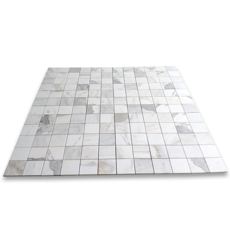 Carreau de mosaïque en marbre 12 po x 12 po Calacatta, Gris clair