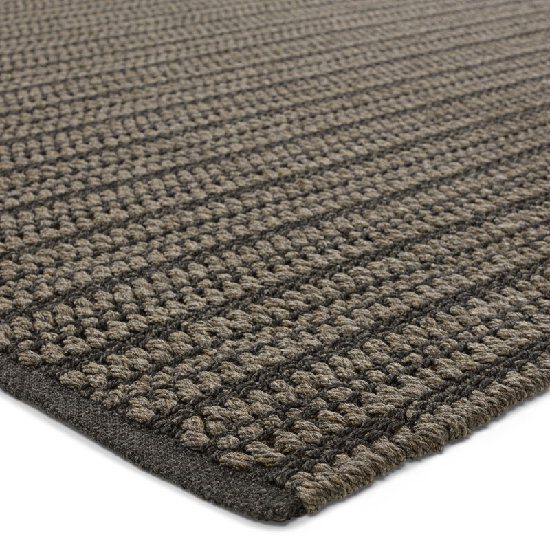 Striped Area Rug in Gray/Charcoal, Rectangle 4' x 6'