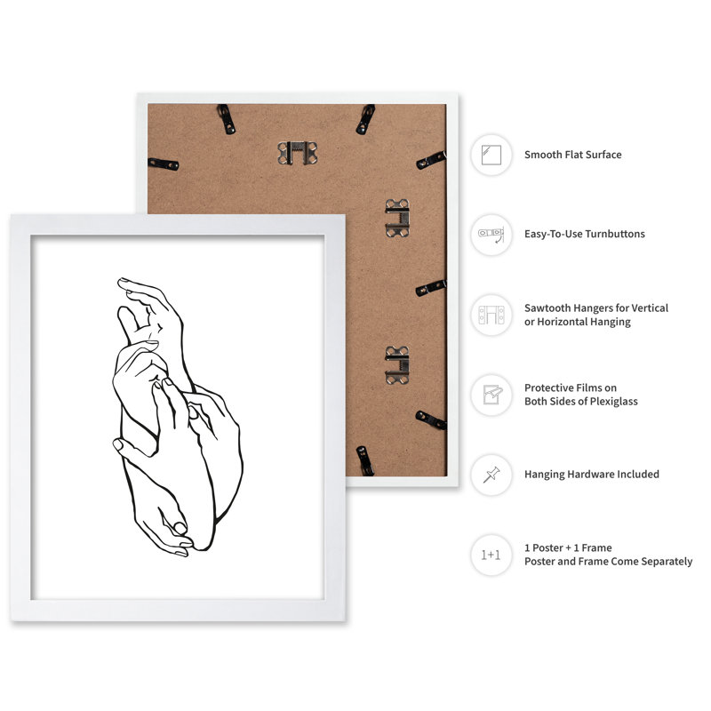 Famille tenant par la main, 24"H x 32"W, Poster, White Framed