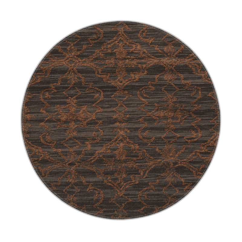 Tapis brun intérieur et extérieur Trellis, Rond 5 pi