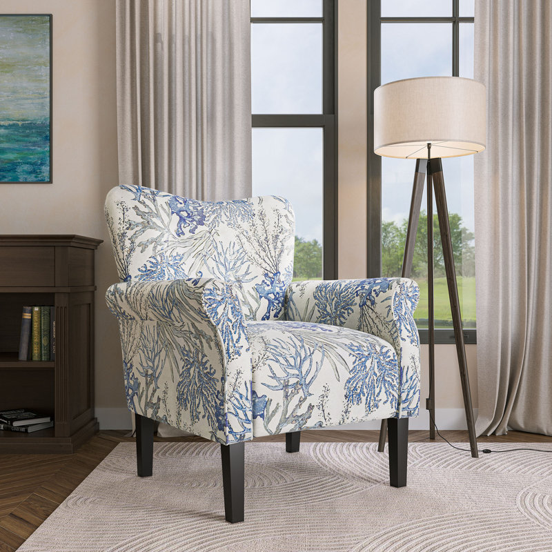 Fauteuil rembourré en polyester 30,3 po Modern, Blue Coral Polyester