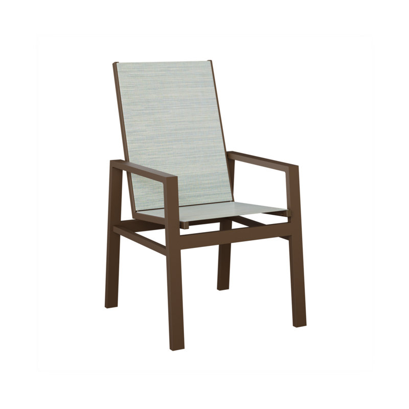Chaise de salle à manger à haut dossier en aluminium veiné Mesquite de Berlin Gardens, Veine d'aluminium et de bois mesquite