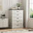 Modern 5 White Drawer Dresser, 44" H Tall Chest for Bedroom,Anti-Tip Device-114246993