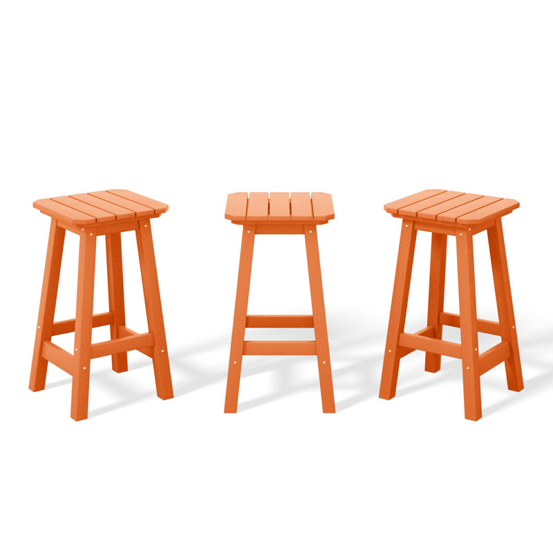 Tabouret de comptoir carré 24 po Vinnie (ensemble de 3), Orange