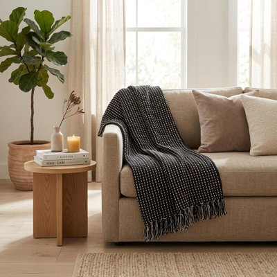 Petra Casual Black 52" x 67" Woven Handloom Throw