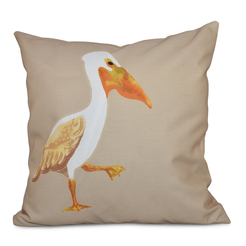 Beach Vacation Outdoor Reversible Throw Pillow, Taupe, 16"x16"