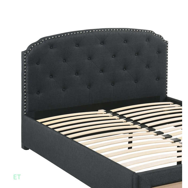  Mobilier de chambre à coucher avec cadre de lit en toile de jute, Simple, Noir