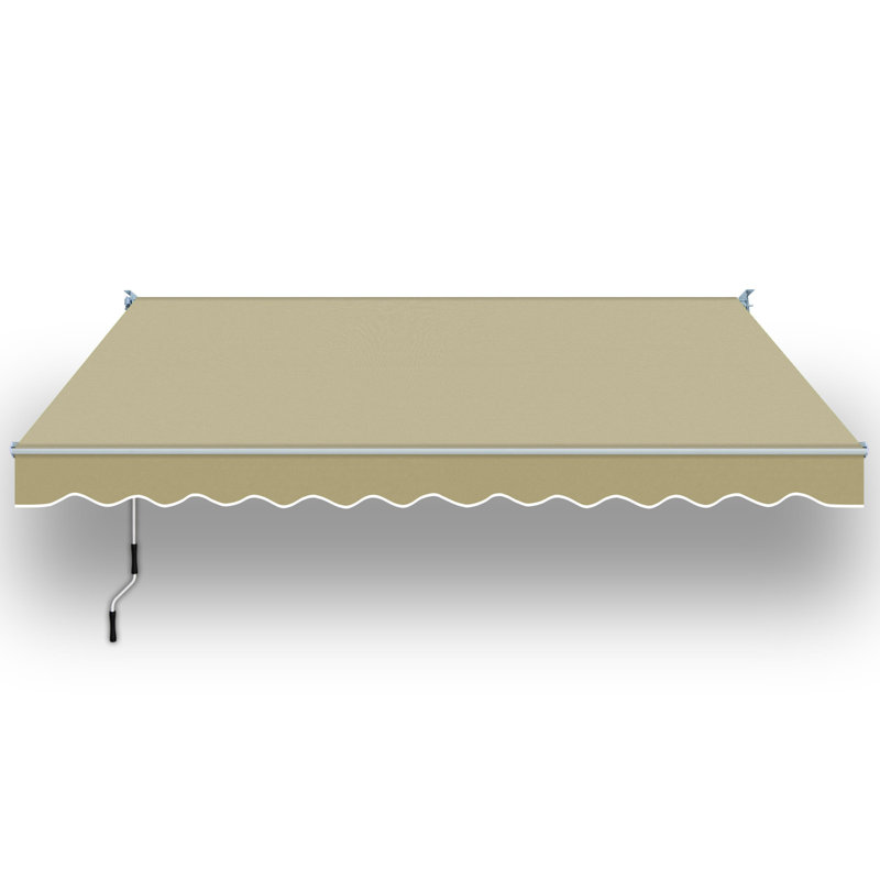 8' x 6.6' Manual Retractable Home Patio Awning UV Protection Canopy Sunshade, Beige, 5.5" H x 98" W x 78.7" D