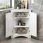 Armoire de rangement de coin en coin avec tablettes réglables, unité de plancher en bois blanc-129415853
