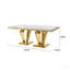 Table de salle à manger en acier inoxydable poli 66,9 po avec base en forme de losange, grande table de salle à manger moderne