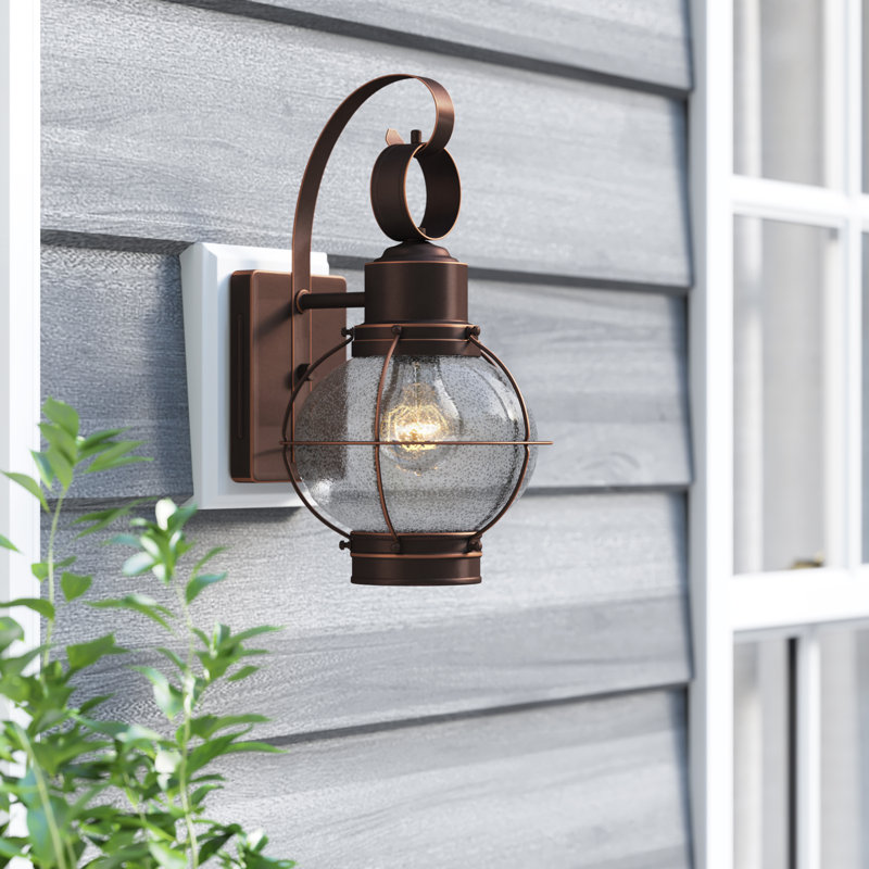 Chelston 1-Light Stainless Steel Dimmable Outdoor Wall Lantern, Burnished Bronze