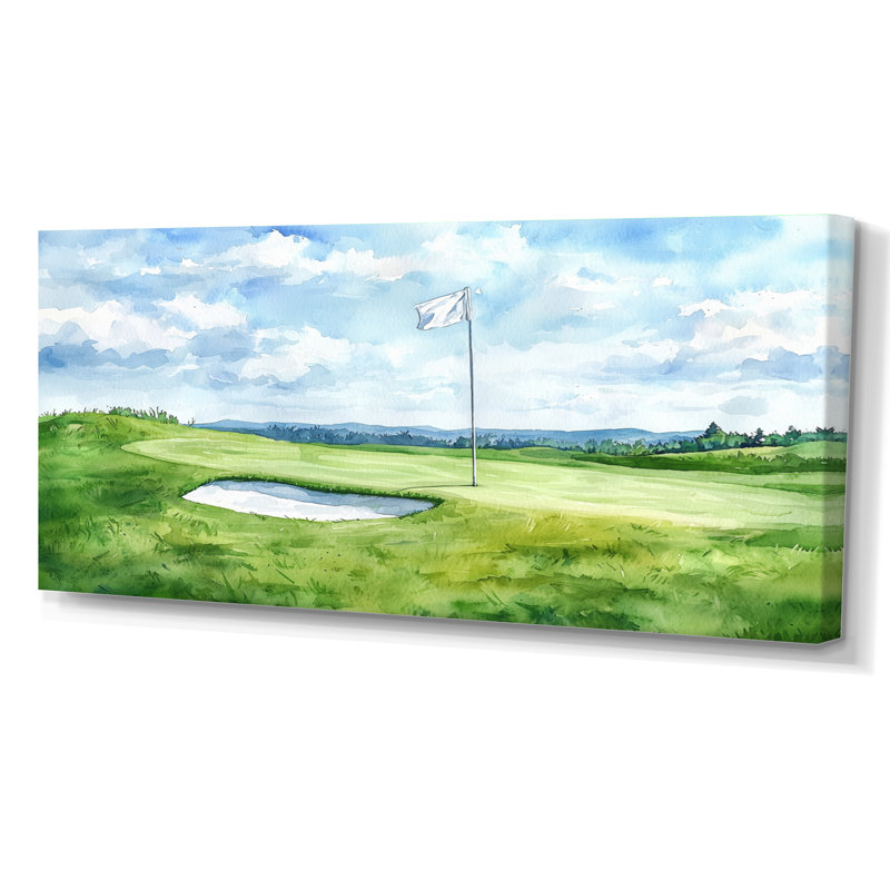 Horizon I - décoration murale de golf, H 28 po x l 60 po, Toile tendue sur cadre, Ne s’applique pas