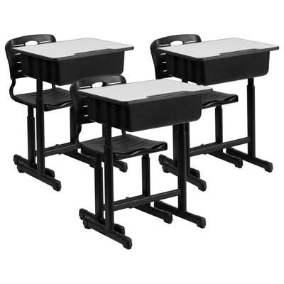 Goddard Adjustable Height Student Desk and Chair with Pedestal Frame