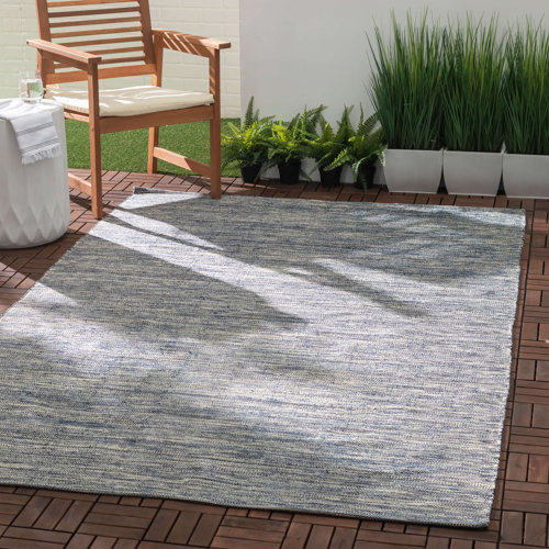 Home Conservatory Solid Blue Handwoven Handwoven Indoor/Outdoor Rug ...