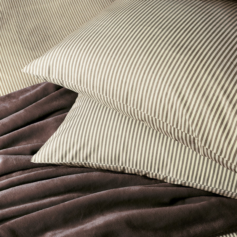 Twill Stripe Duvet Cover Set, Chocolate Striped, Single Duvet Cover + 1 Pillowcase