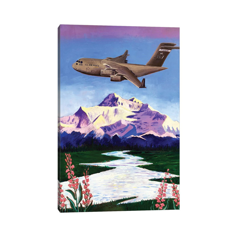 C-17 Plane Over Denali by Scott Clendaniel - Gallery-Wrapped Canvas Giclée on Canvas, Canvas, 20.32 cm H x 30.48 cm W