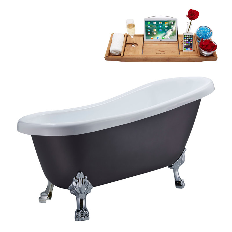 61'' x 27.6'' Soaking Acrylic Bathtub, Polished Gold, Polished Chrome