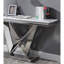 Table de canapé en faux marbre argent poli avec piédestal de style V, rectangulaire, style glam