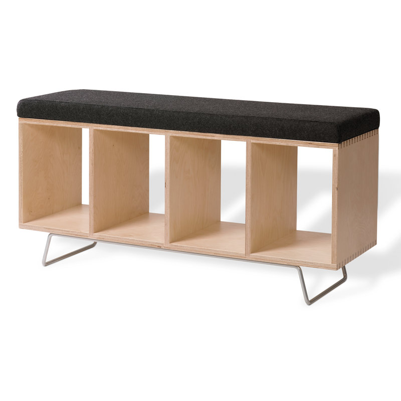 Wool Upholstered Storage Bench, Gray