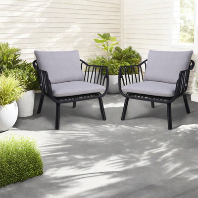 Comfortable Patio Lounge Chairs, Pp Resin Set Of 2, Modern Patio Home