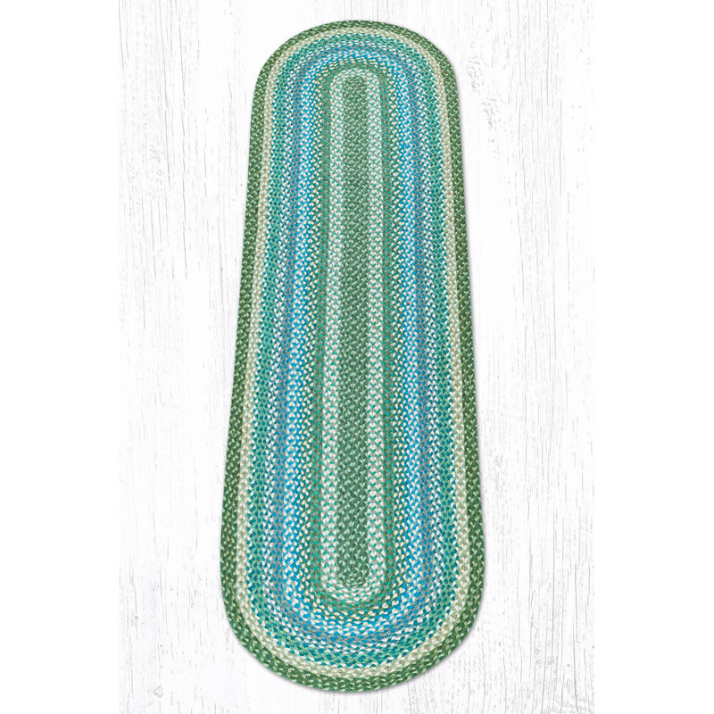  Natural Fiber Rug – Sage/Ivory/Blue Oval by , Oval 2' x 8'