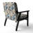 Cobalt Blue Scrollwork Swirls Victorian Pattern II - Upholstered Floral Accent Chair-1244380823