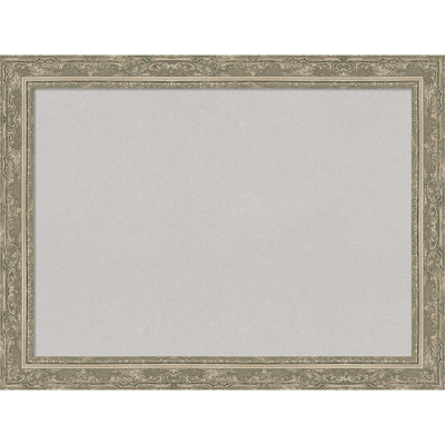 Filigree Silver Framed Corkboard, Grey Cork Bulletin Board, Organization Board, Pin Board