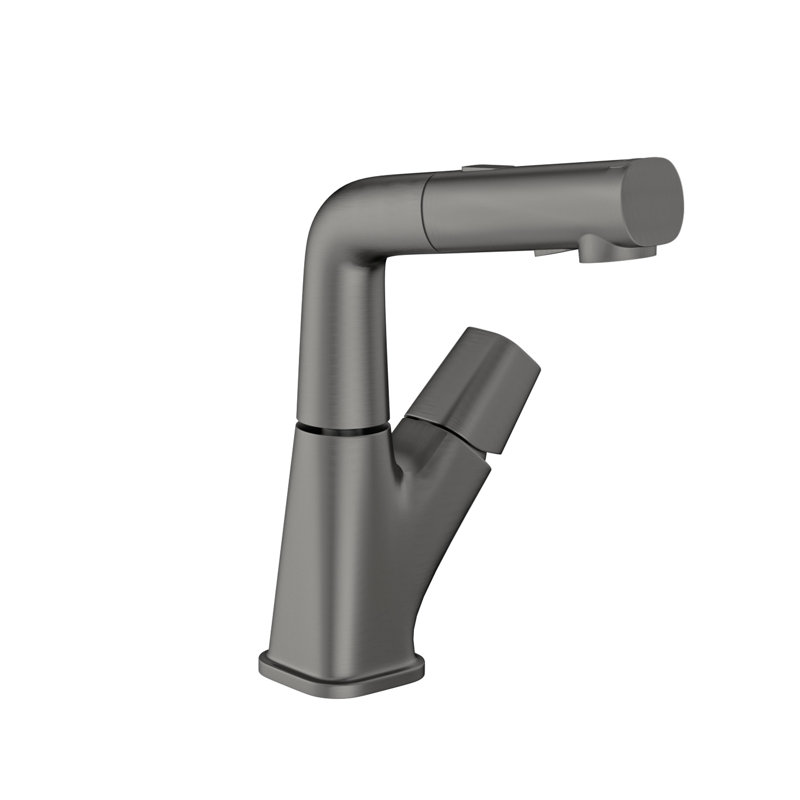 Robinet de salle de bain escamotable avec trois modes d'eau, aspect noir bronze, alimentation de 90 cm, bec rotatif à 360 °, mécanisme de contrôle froid / chaud, complet pour l'installation, céramique à bon fonctionnement